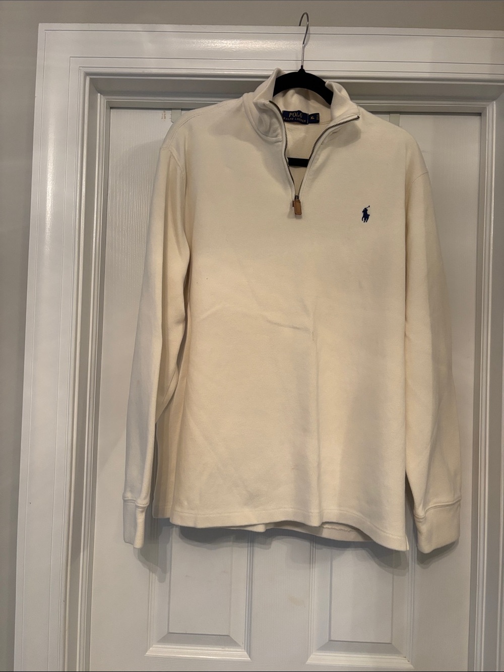 Ralph Lauren Cream Half-Zip Pullover with Navy Pony